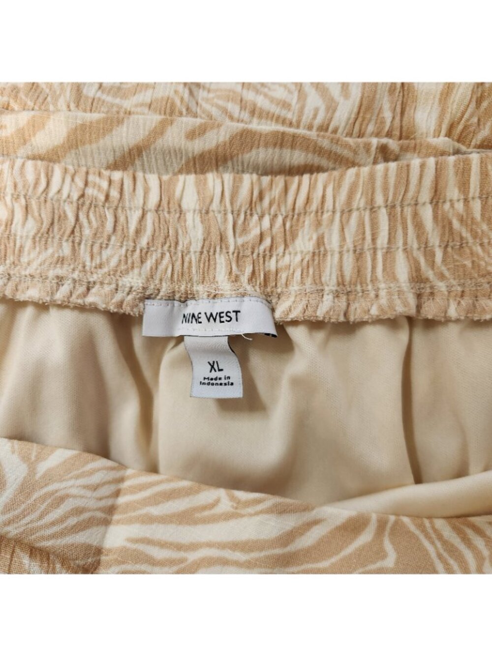 Nine West Beige White Zebra Print Peasant Maxi Skirt w Elastic Waist XL XLARGE - Picture 7 of 7